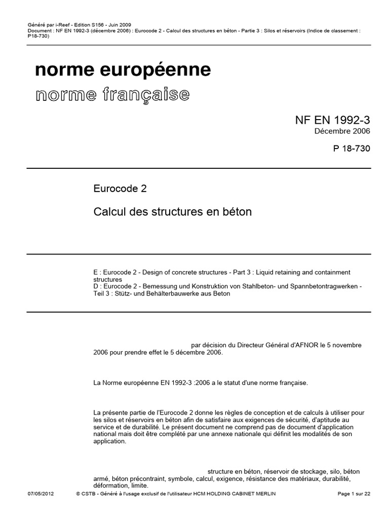 Eurocode 2 : Calcul des silos en béton | PDF | Béton | Béton armé