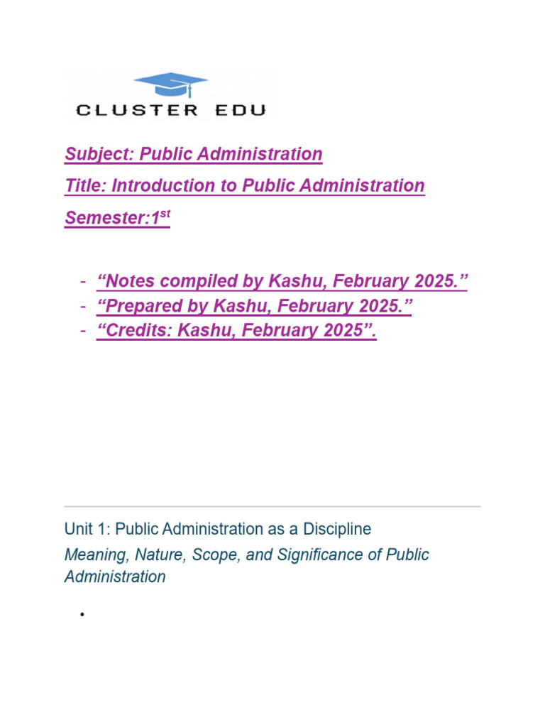 Introduction to Public Administration | PDF | Governance | Public ...