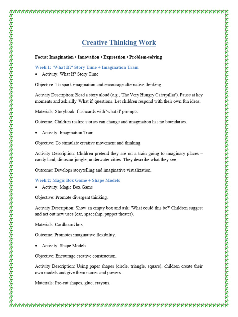 Creative Thinking Activities for Kids | PDF | Creativity | Toys