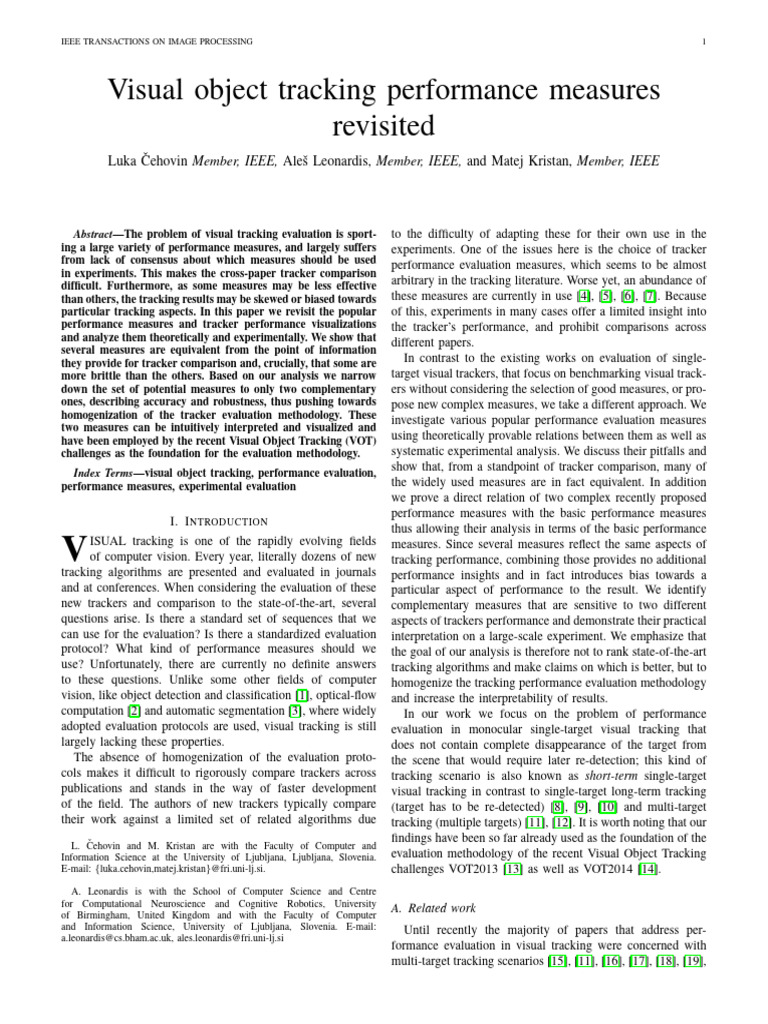 Visual Object Tracking Evaluation Methods | PDF | Evaluation | Experiment