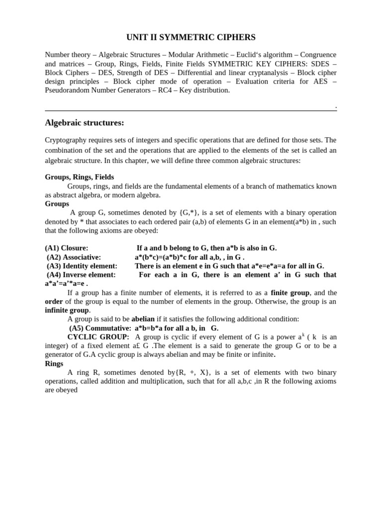 unit 2 | PDF | Group (Mathematics) | Field (Mathematics)