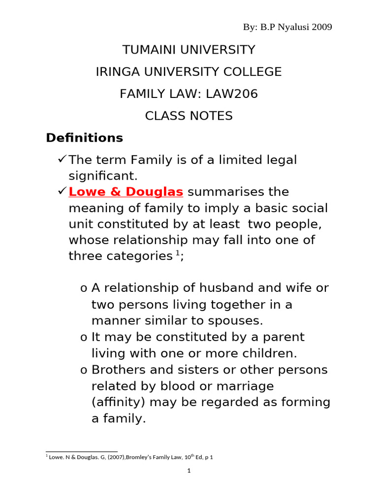 Family Law Class Notes Overview | PDF | Marriage | Polygamy