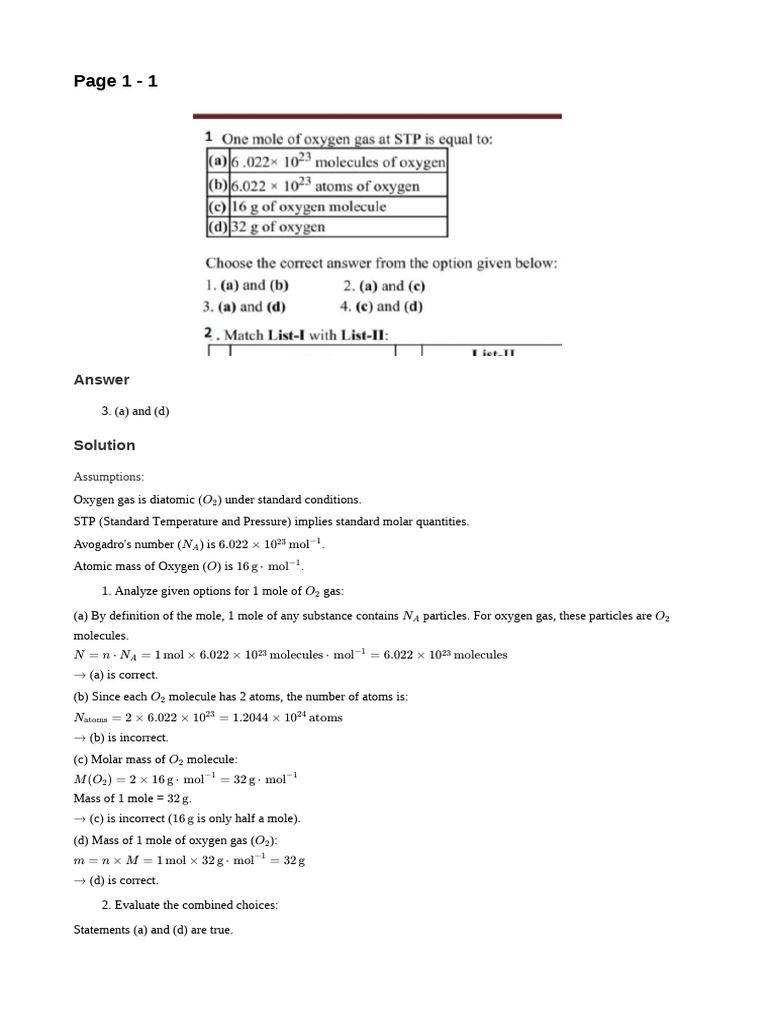 Mole Calculations and Gas Laws Explained | PDF | Mole (Unit ...
