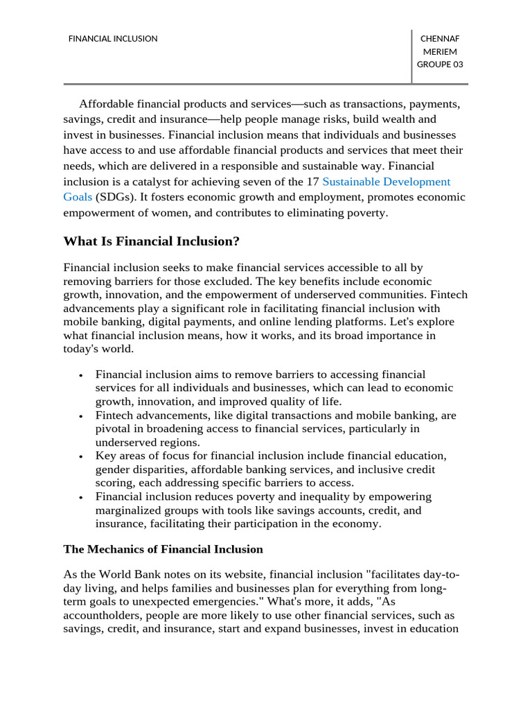 Financial Inclusion | PDF | Financial Inclusion | Social Exclusion