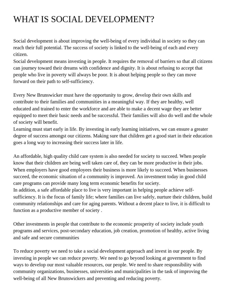 1. Social Development_80d908f9340a7c33e0f9549ca36e6f60 | PDF | Poverty ...