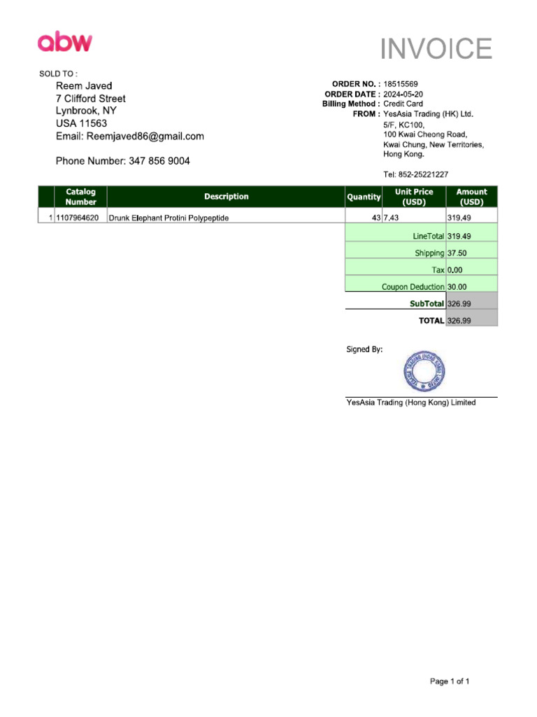 ABW Invoice | PDF