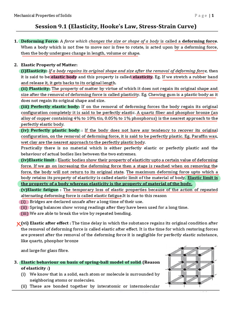 Mechanical Properties of Solids Explained | PDF | Deformation ...
