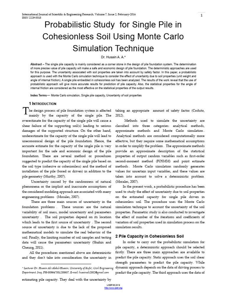 Monte Carlo Simulation for Pile Capacity | PDF | Monte Carlo Method ...
