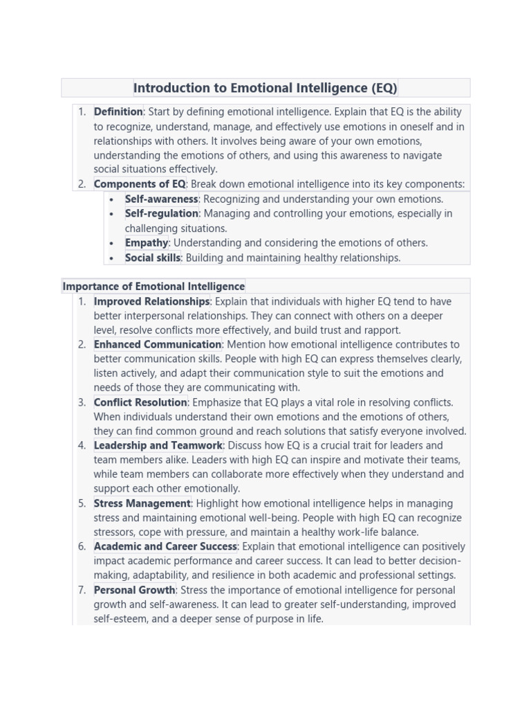 Understanding Emotional Intelligence (EQ) | PDF | Emotional ...