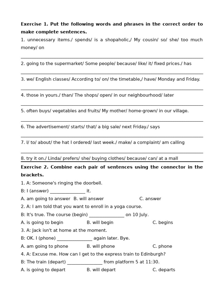 Sentence Structure and Prepositions Exercise | PDF