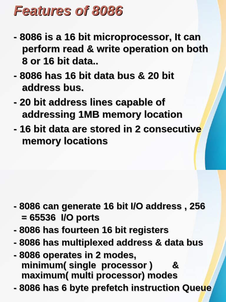 Key Features of the 8086 Microprocessor | PDF | Central Processing Unit ...