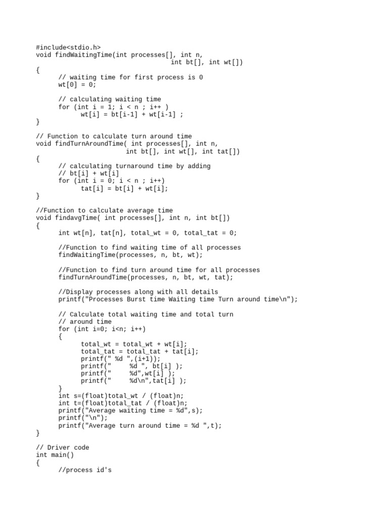 Process Scheduling Average Times Calculation | PDF | Computer ...