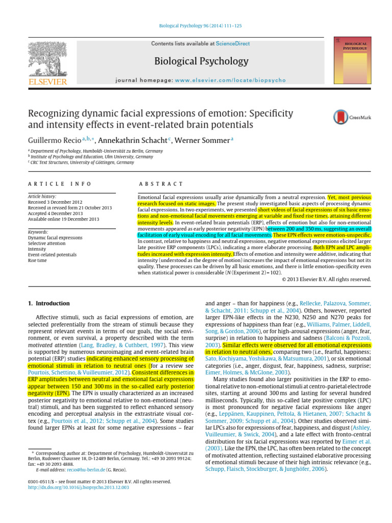 Dynamic Facial Expressions and ERP Effects | PDF | Event Related ...