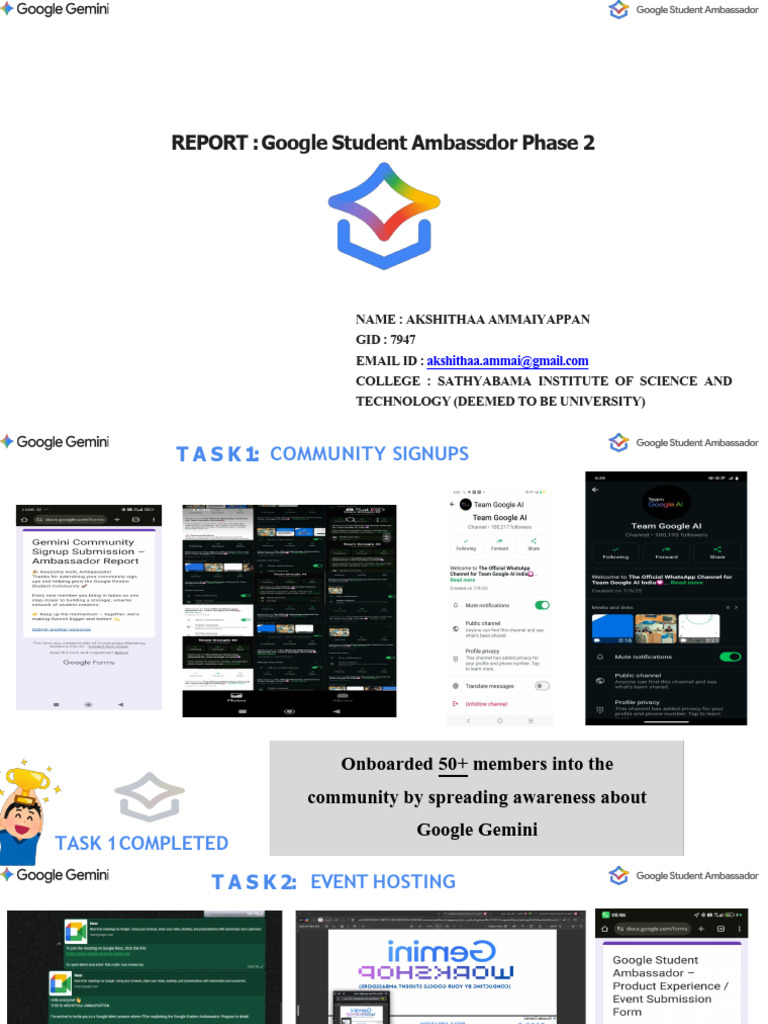 Google Student Ambassador Phase 2 Report | PDF