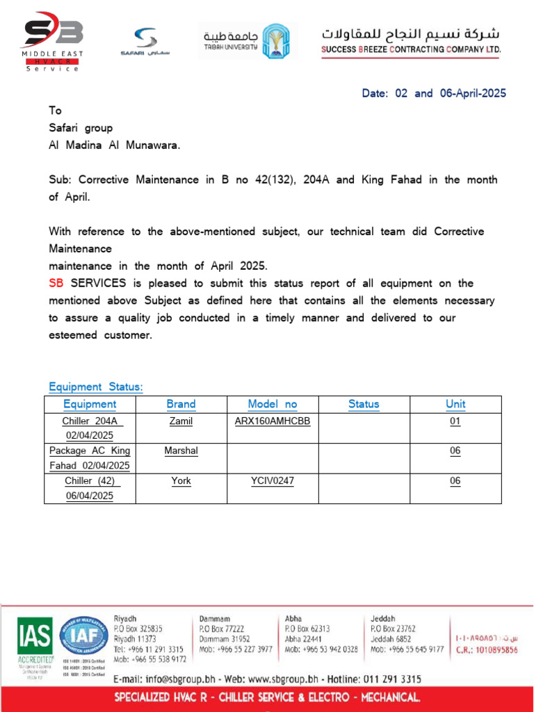 April 2025 Corrective Maintenance Report | PDF | Capacitor | Electrical ...