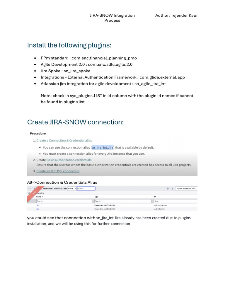 JIRA-SNOW Integration Setup Guide | PDF