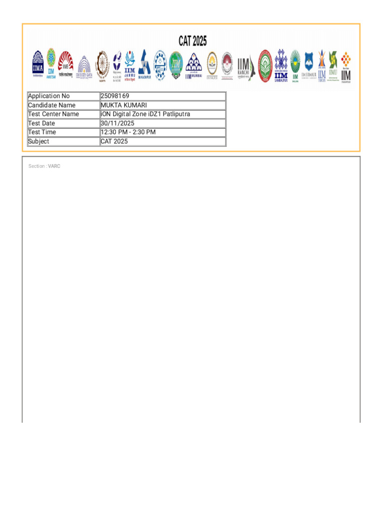 CAT 2025 VARC Test Document Analysis | PDF | Experience | Geography