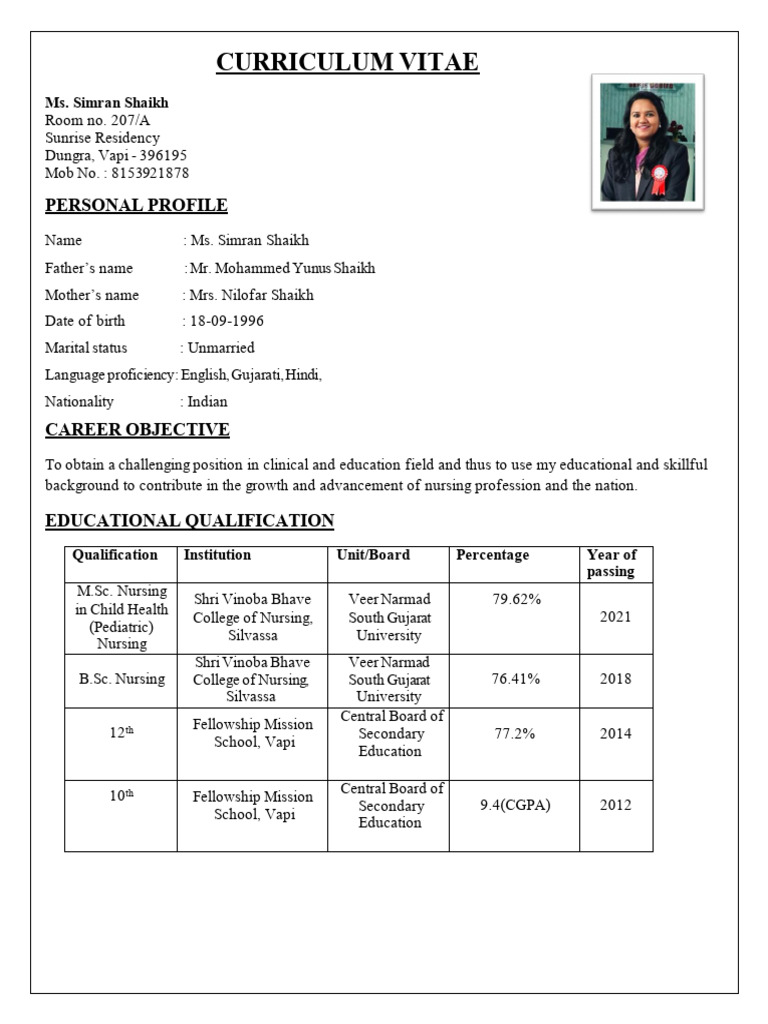 Simran Shaikh Resume 2 | PDF | Neonatal Intensive Care Unit | Health Care