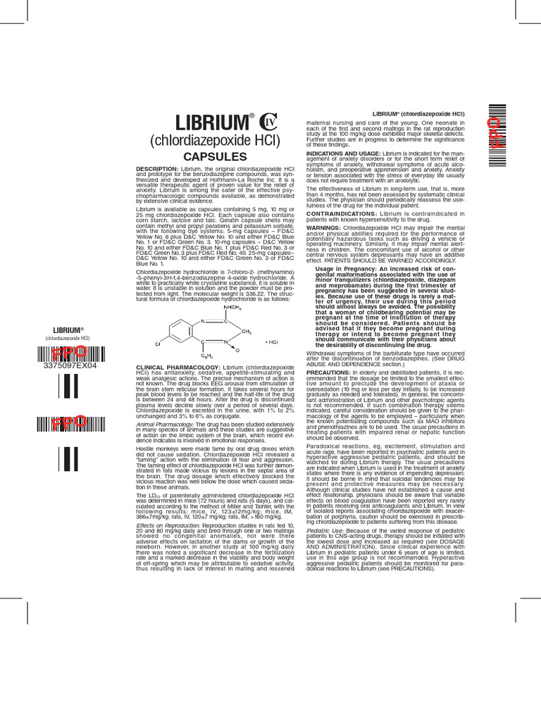 Librium PI | PDF | Benzodiazepine | Dose (Biochemistry)