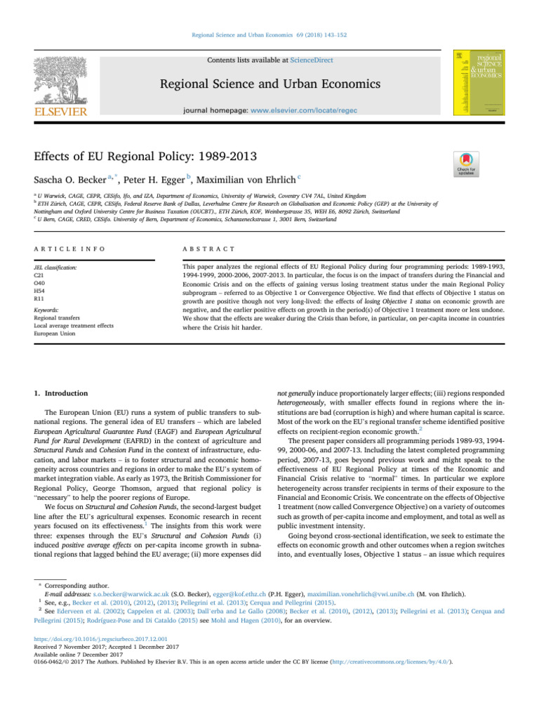 Effects of EU Regional Policy: 1989-2013 | PDF | Gross Domestic Product ...