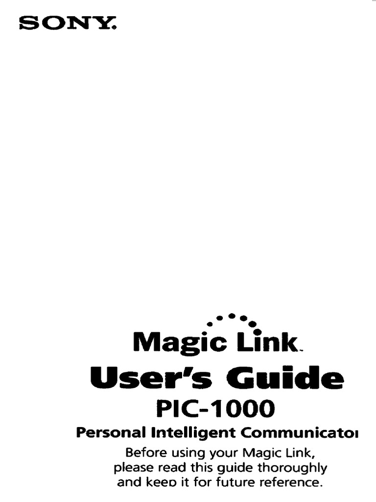 Sony PIC-100 Magic Link | PDF