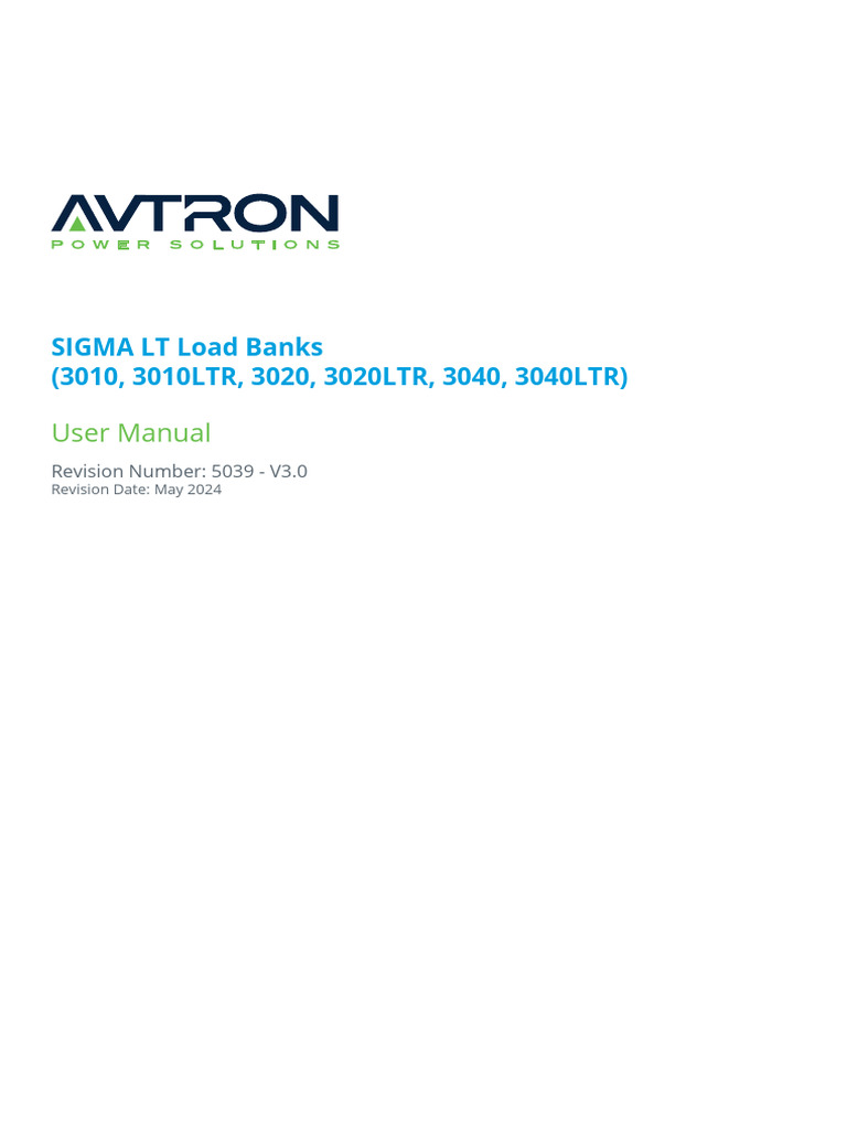SIGMA LT Load Banks User Manual | PDF | Power Supply | Data Center