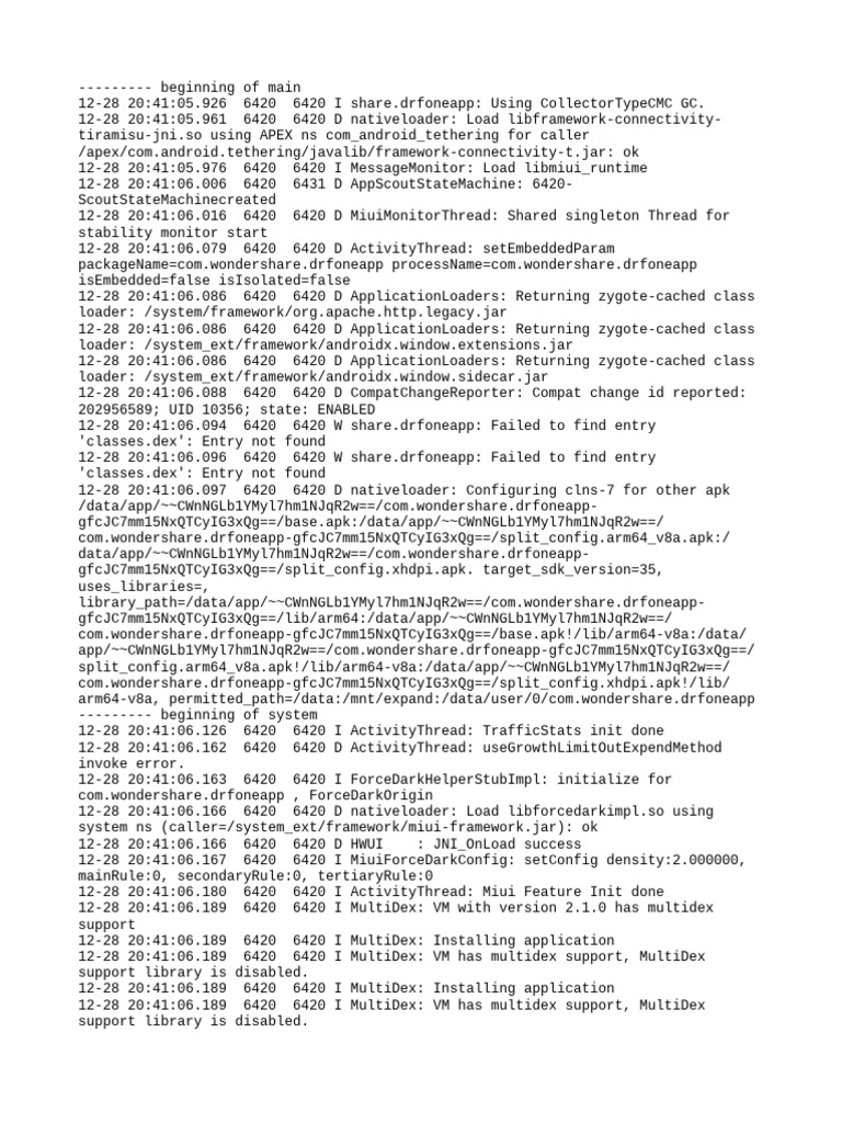Wondershare Dr.Fone App Log Analysis | PDF | Android (Operating System ...