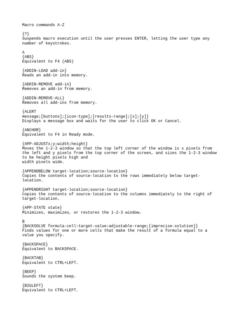 Comprehensive Guide to Macro Commands | PDF | Chart | Computer File