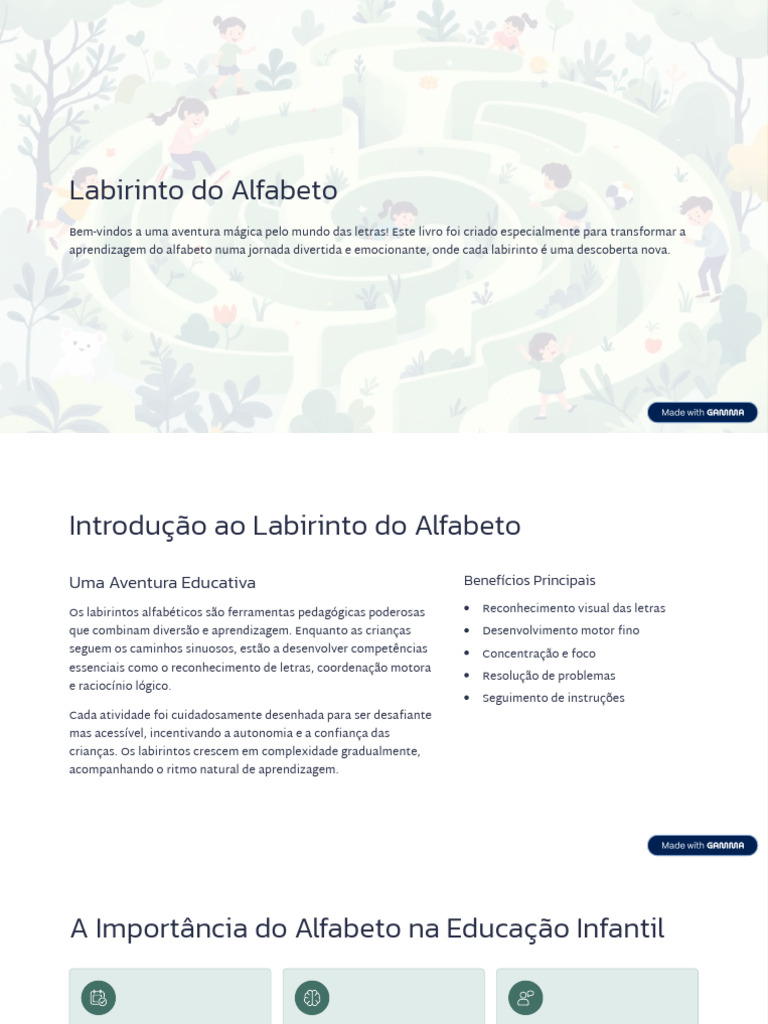 Labirintos Alfabéticos: Aprender Brincando | PDF | Aprendizado | Labirinto