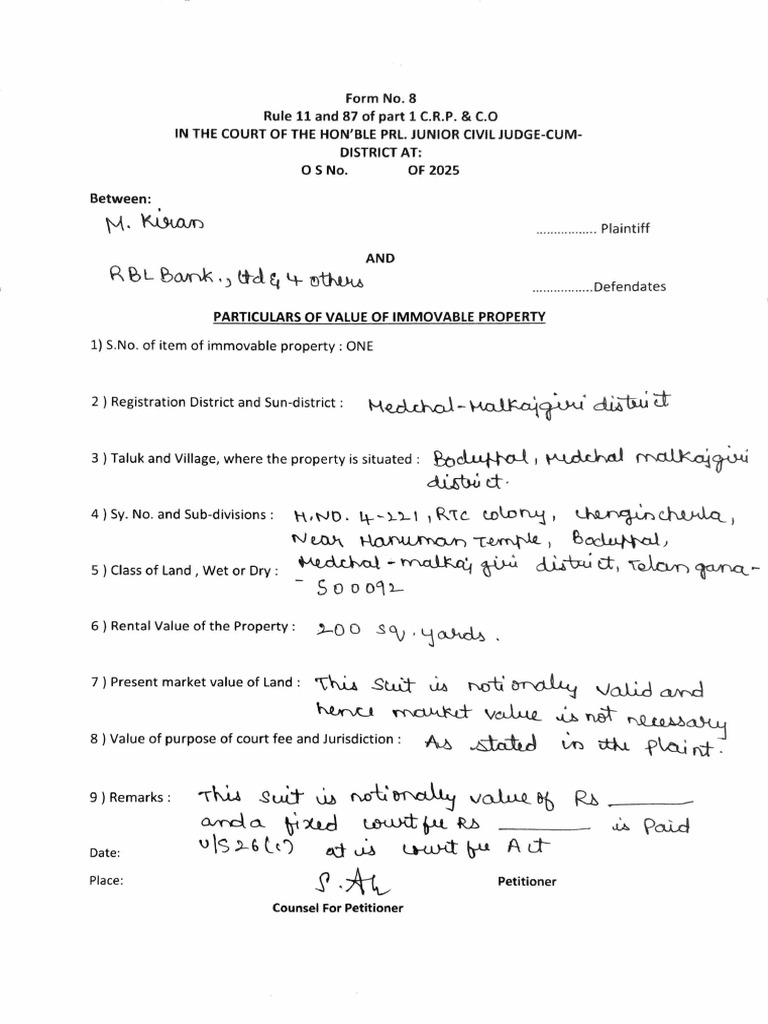 Form 8 Property Details | PDF