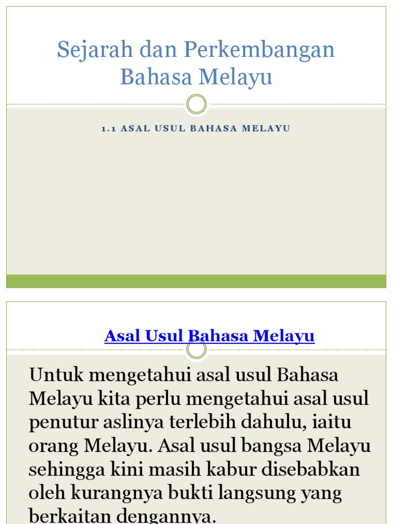 Asal Usul Bahasa Melayu