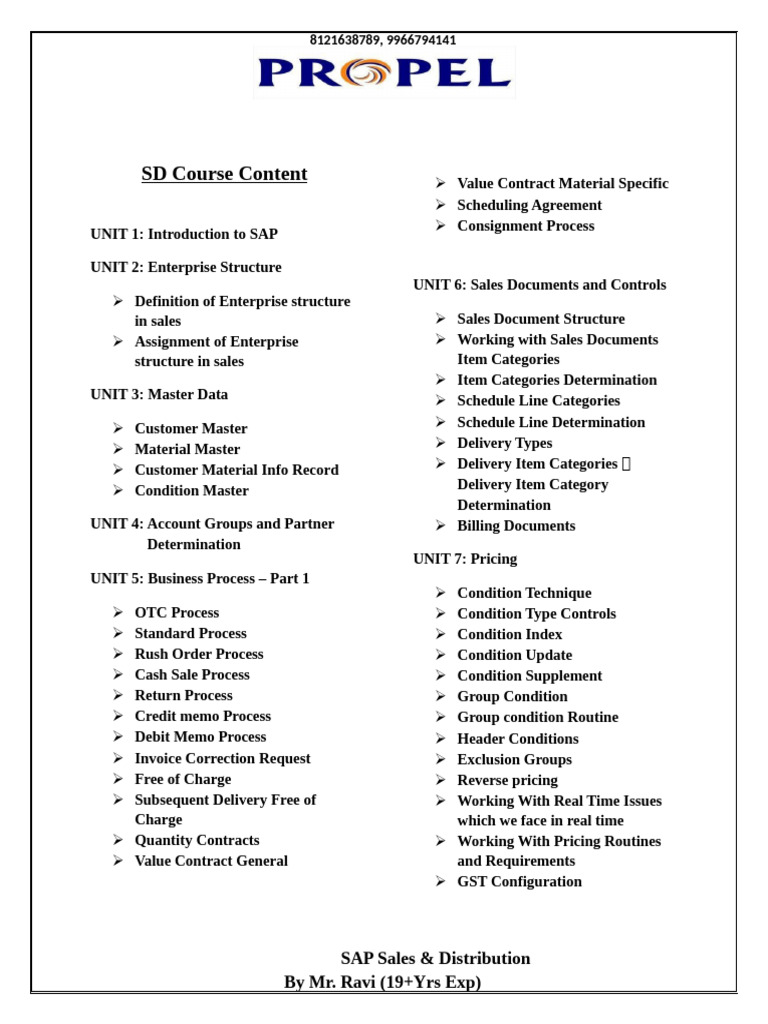 SAP Sales & Distribution Course Overview | PDF | Invoice | Computing