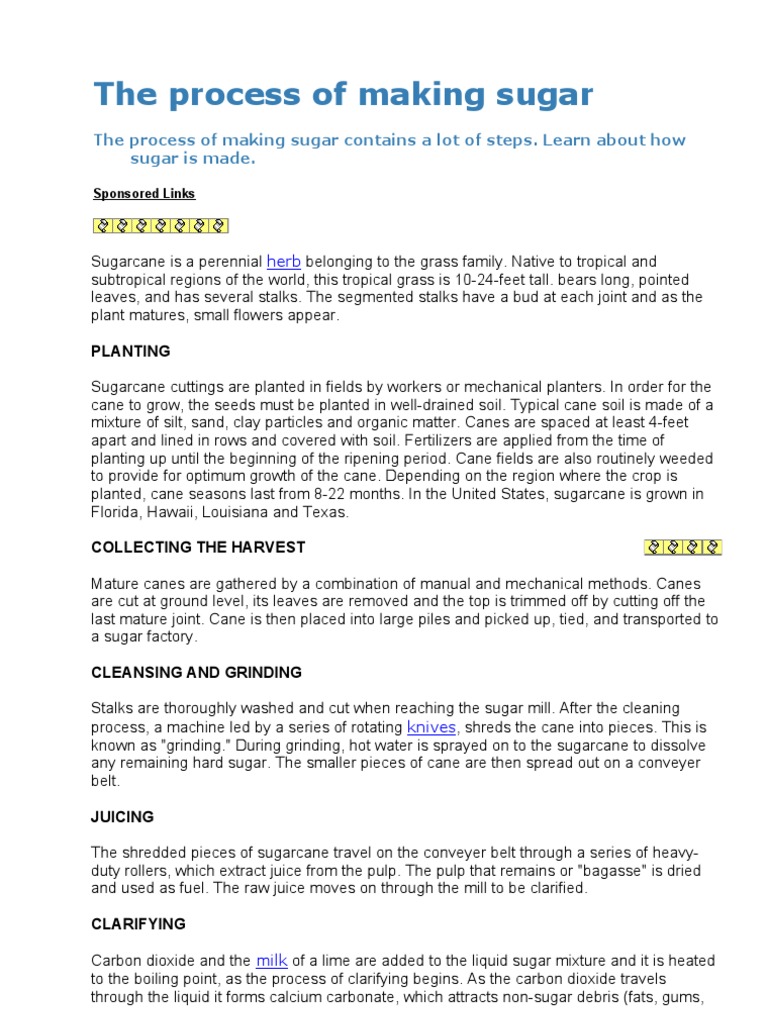 Sugar Making Process Sugarcane Refinery