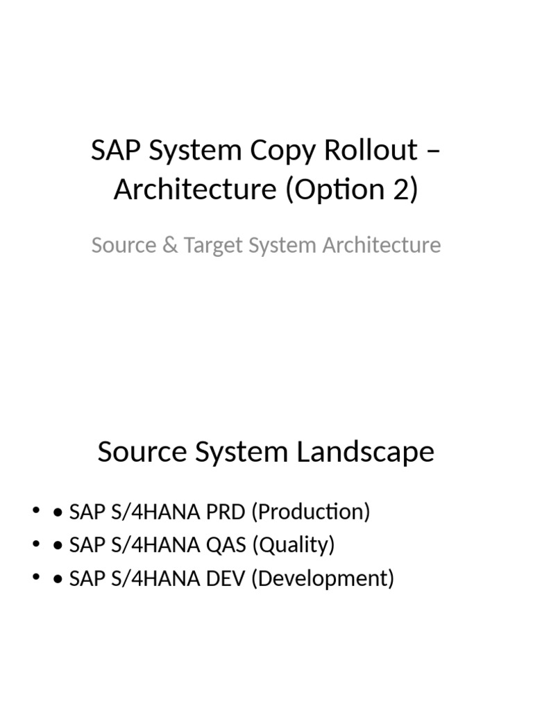 SAP System Copy Rollout Architecture Guide | PDF