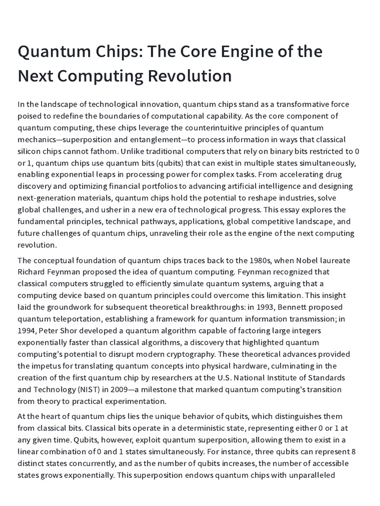 Quantum Chips - The Core Engine of The Next Comput | PDF | Quantum ...