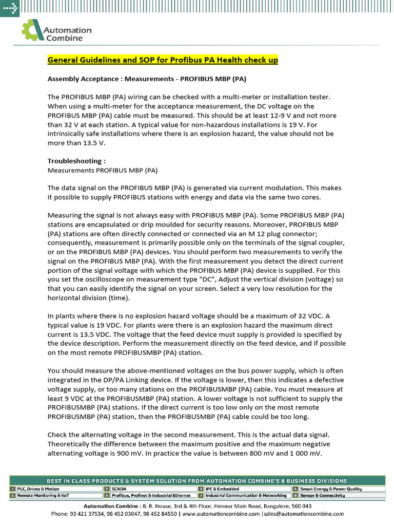Profibus PA Health Check Guidelines | PDF | Direct Current ...