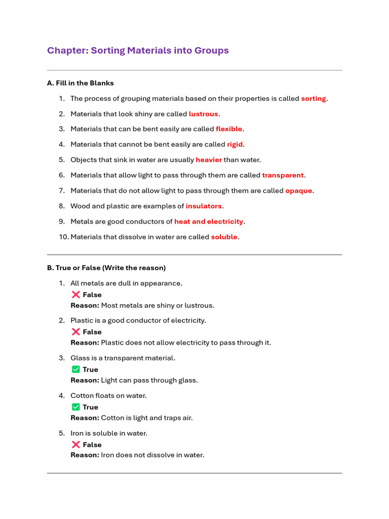 Sorting Materials by Properties Guide | PDF | Electrical Conductor | Metals