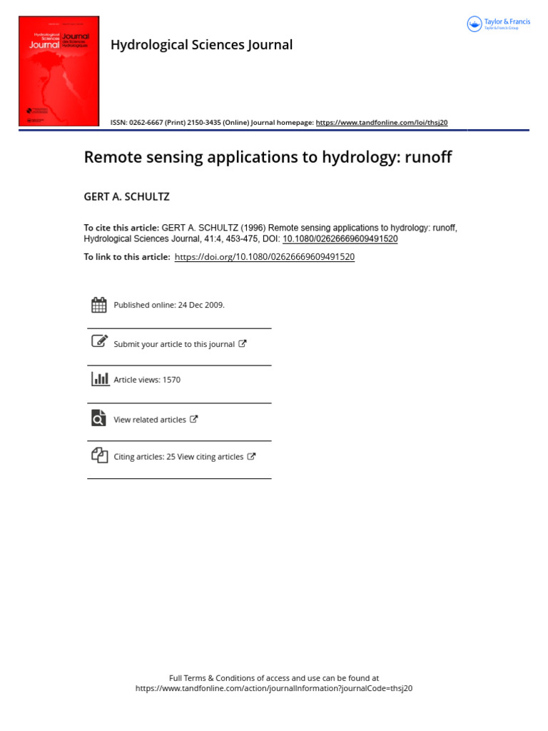 Remote Sensing in Hydrology: Runoff Analysis | PDF | Hydrology | Flood