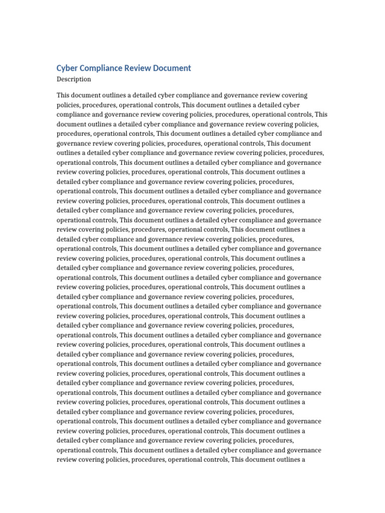 Cyber Compliance Review | PDF