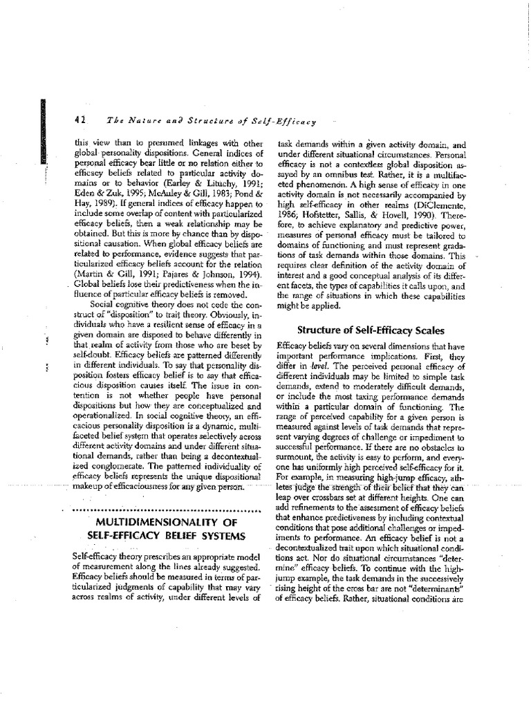 Understanding Self-Efficacy Structure | PDF | Self Efficacy | Cognitive ...
