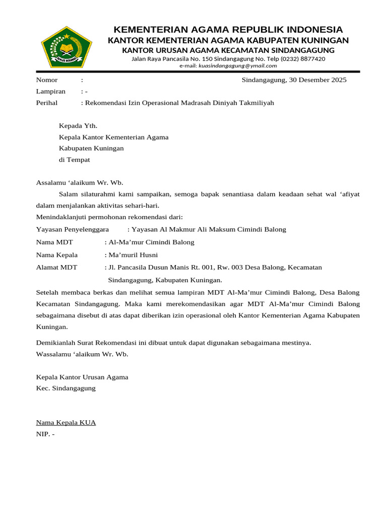 Surat Rekom MD | PDF