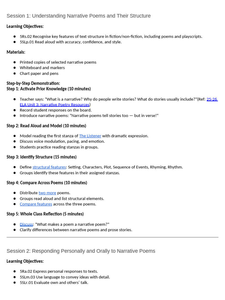 Teaching Narrative Poetry Techniques | PDF | Poetry | Narrative