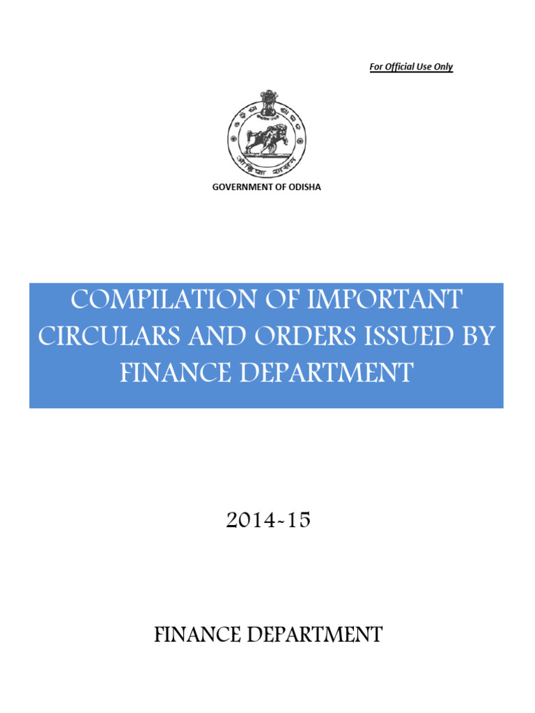 Odisha Finance Department Circulars | PDF