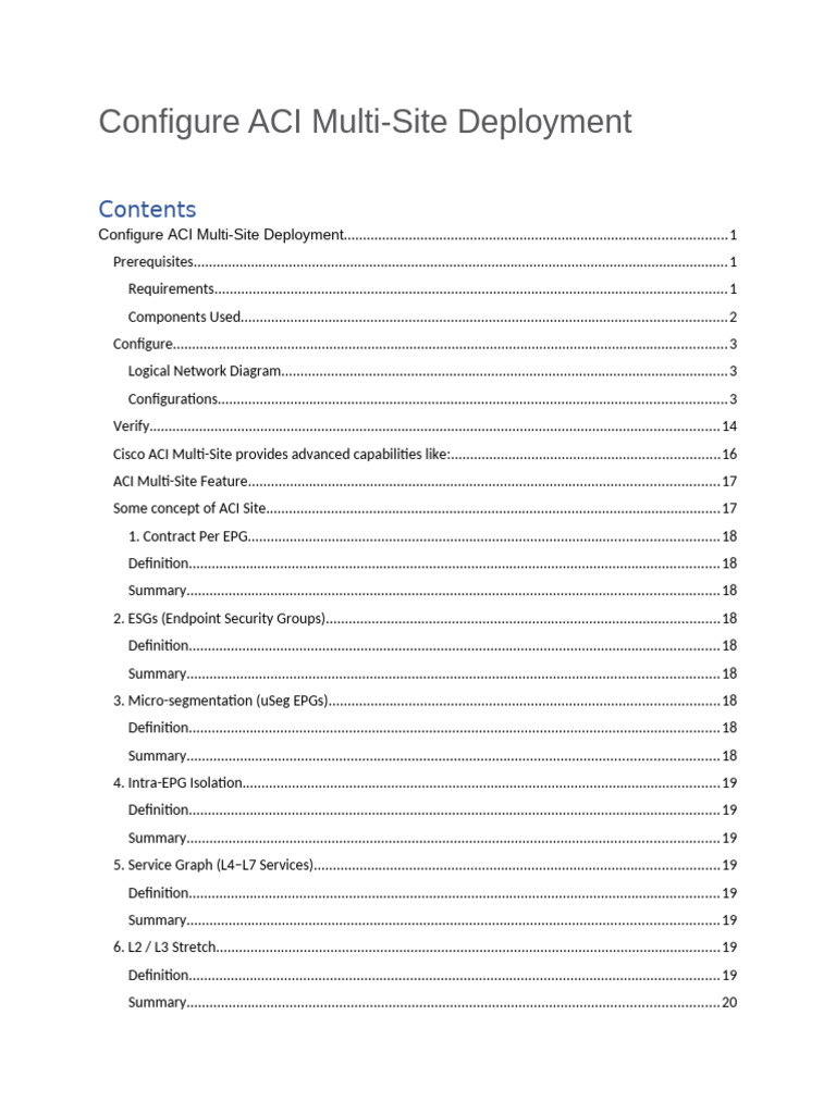 ACI Multi-Site Deployment Guide | PDF | Internet Protocols | Internet ...