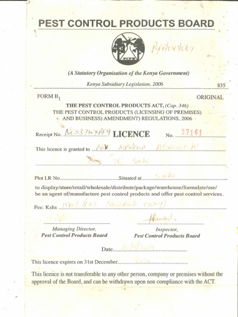 Pest Control License | PDF