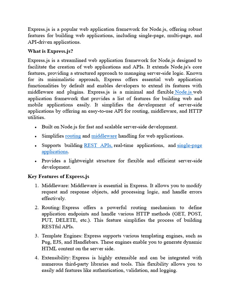 Overview of Express.js Framework | PDF | World Wide Web | Internet & Web