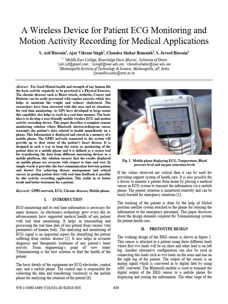 A Wireless Device For Patient ECG Monitoring and Motion Activity ...