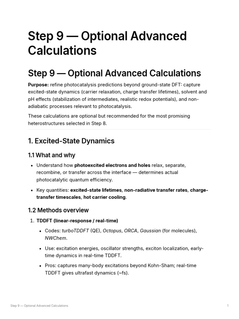 Step 9 Optional Advanced Calculations | PDF | Chemistry | Chemical Physics