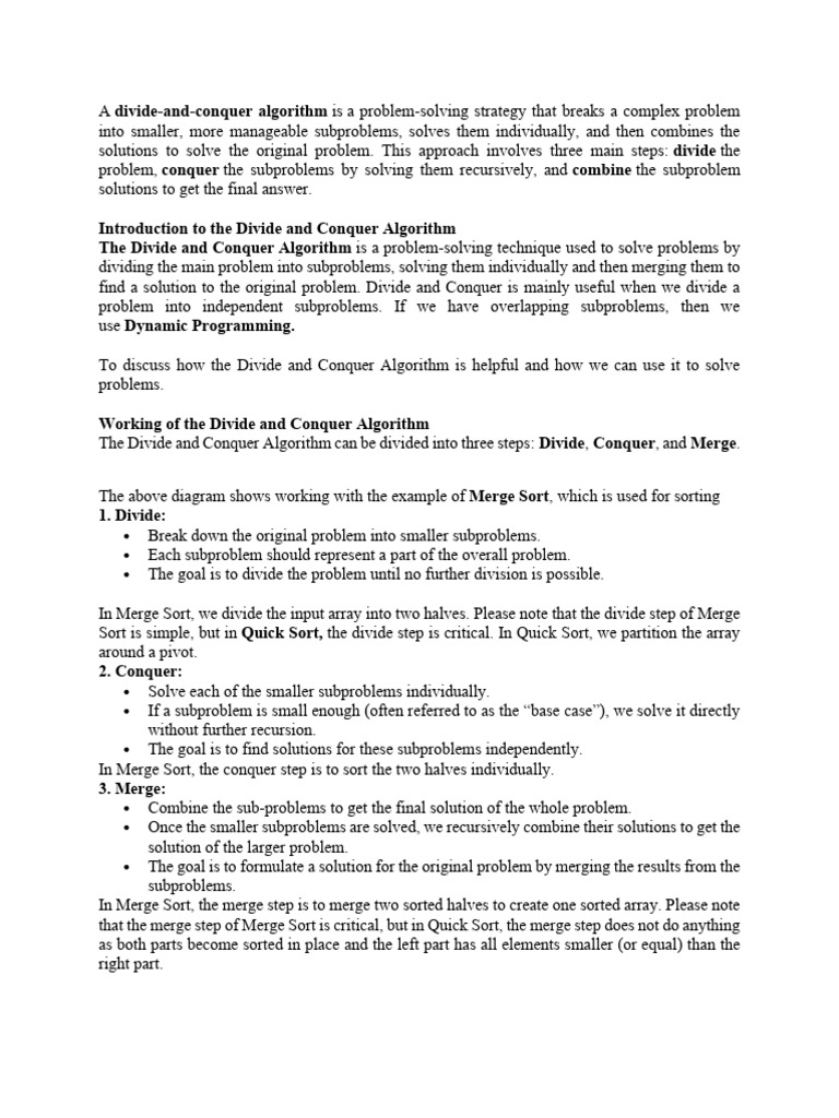 5. Divide and Conquer Nov. 4 2025 Student Copy | PDF | Computer Science ...