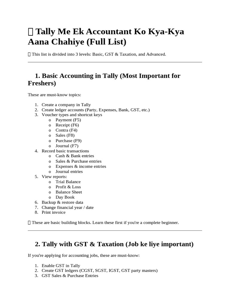 Essential Tally Skills for Accountants | PDF